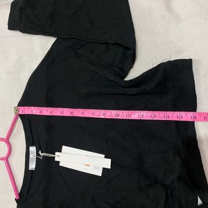 Korean Black Crop Pullover Stretchy