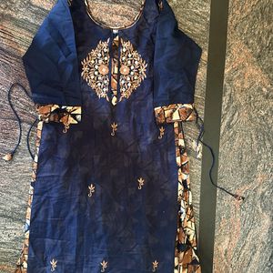 Navy Blue Embroidered Top