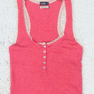 peachy - pink botton up tank top 🇺🇸