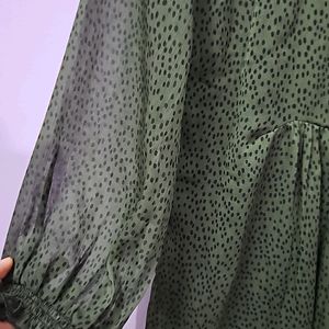 Olive Dotted Dress