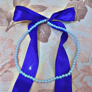 Purple Ribbon Pearl Necklace 💜