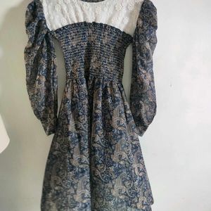 White And Blue Girl Frock