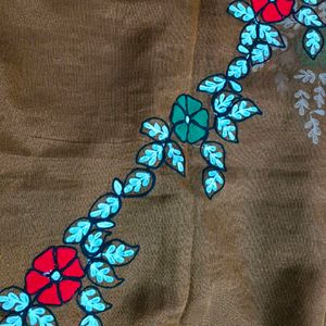 Brown Embroidery Saree