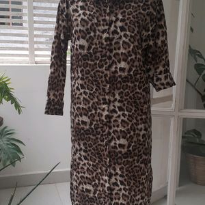 Animal print shirt dress