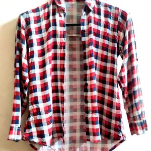 💗Woman Check Shirt Multicolour, Size : L , No Fla