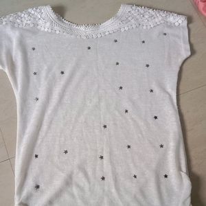 White Glitter Top With Attachable Inner