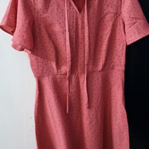 Pink A-Line Knee Length Dress