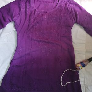 Ombre Purple Chickenkari Kurti