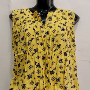 Women Yellow Floral Top | Bust 42 | Length 24