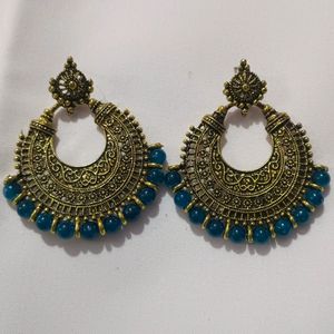 Golden and  Blue Earings