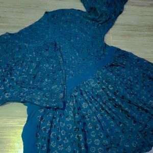 Navy Blue Chikankari Work  Frock Top.