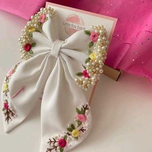 Hand Embroidered Hair Bow