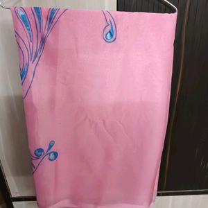 Pink With Blue Fabric Work Synthetic chiffon Saree