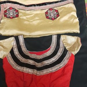 Golden Red Saree With Blouse