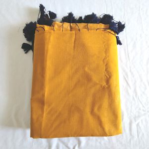 Mustard And Navy Blue Saree (Women's)