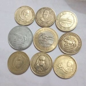 Commemorative Indian Coins-9 Pcs