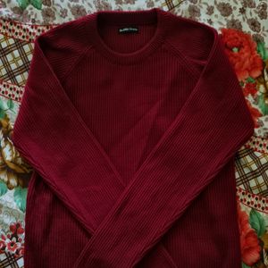 Knitted Deep Red Full Sleeve Top