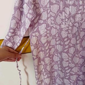 Lavender Floral Short Kurti