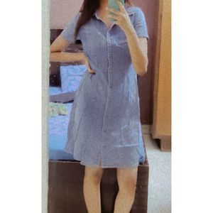 Denim knee length dress (Tich button)