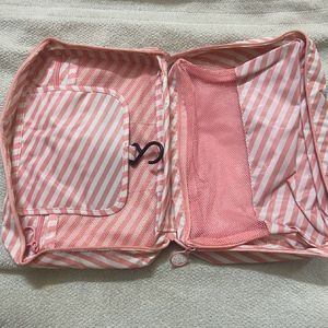 Canvas Stripped Cosmetics Bag