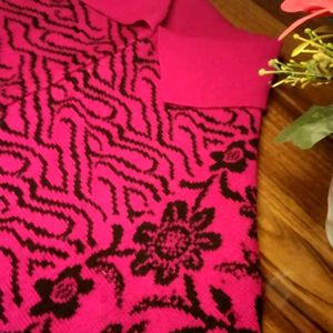 Pink Colour Ponchu With Elegant Embroidery