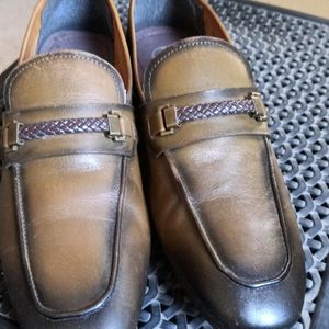 Genuine Leather Olive Patina Penny Loafers