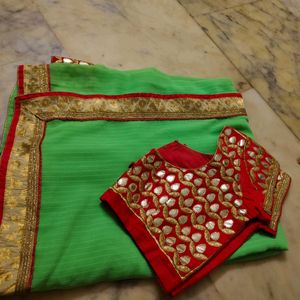 Saree With Work blouse