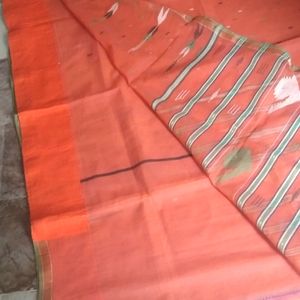 NEW fancy thread work Orange golden saree with fal