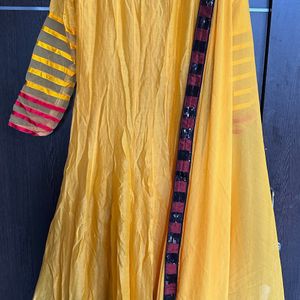 Yellow Anarkali Dress With Dupatta