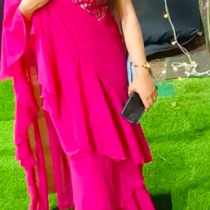 Ready to wear Rani pink Georgette saree💖