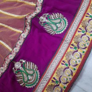 Beautiful Lenhga Style Saree With Blouse 🥰