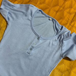 Blue Button Up Short Tshirt