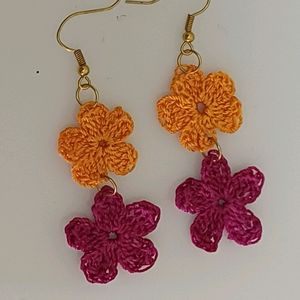 Yello Pink Flower Earrings