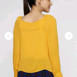 ONLY women yellow solid shirt top