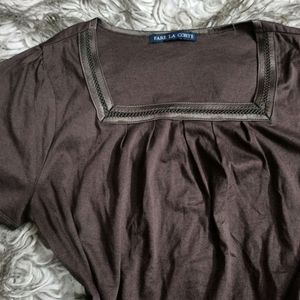 Brown Vintage Square Neck Top