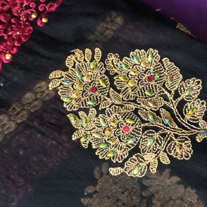 Black Maroon Clour Dupata With Embroidery