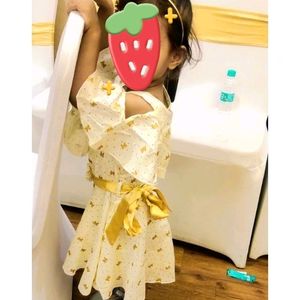 Beautiful Cotton Summer Party Dress With Golden