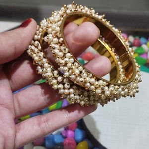 Golden Pearl Bangles