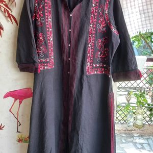 Jacket Embroidered Black Kurta