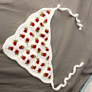 Handmade Crochet Strawberry Bandana