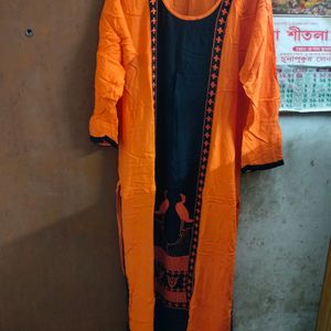 Orange Black Kurta.