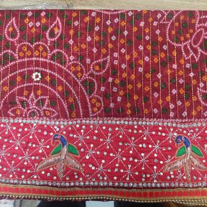 Madwadi Zari Weaving Red Cotton Chunri Duppata