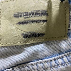 Bershka Jeans Ribbed Mom Fit High Waist