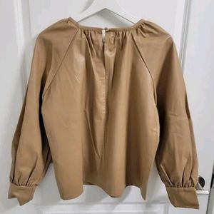 Zara Tan Faux Leather Top🤎