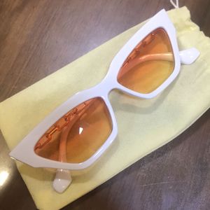 White Sunglasses With Peachish Orange Shade