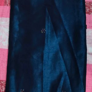 Blue Kurta With Mirror And Thread Work