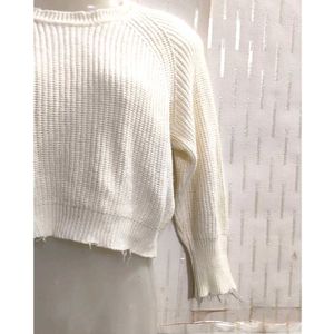 White Crop Sweater for Women's