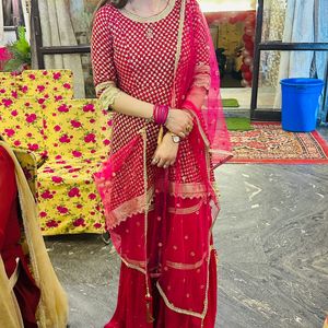 Tail Sharara Suit With Bangles