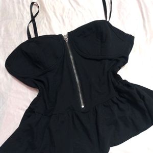 Korean Black Peplum Genz Top (Women)