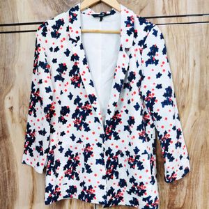 White Printed Coat Size-36